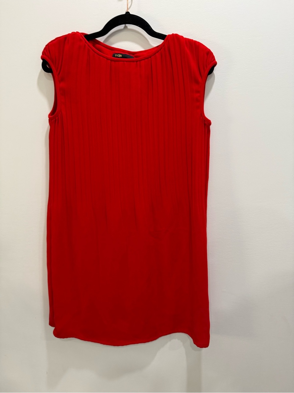 Maje Red Pleated Mini Dress